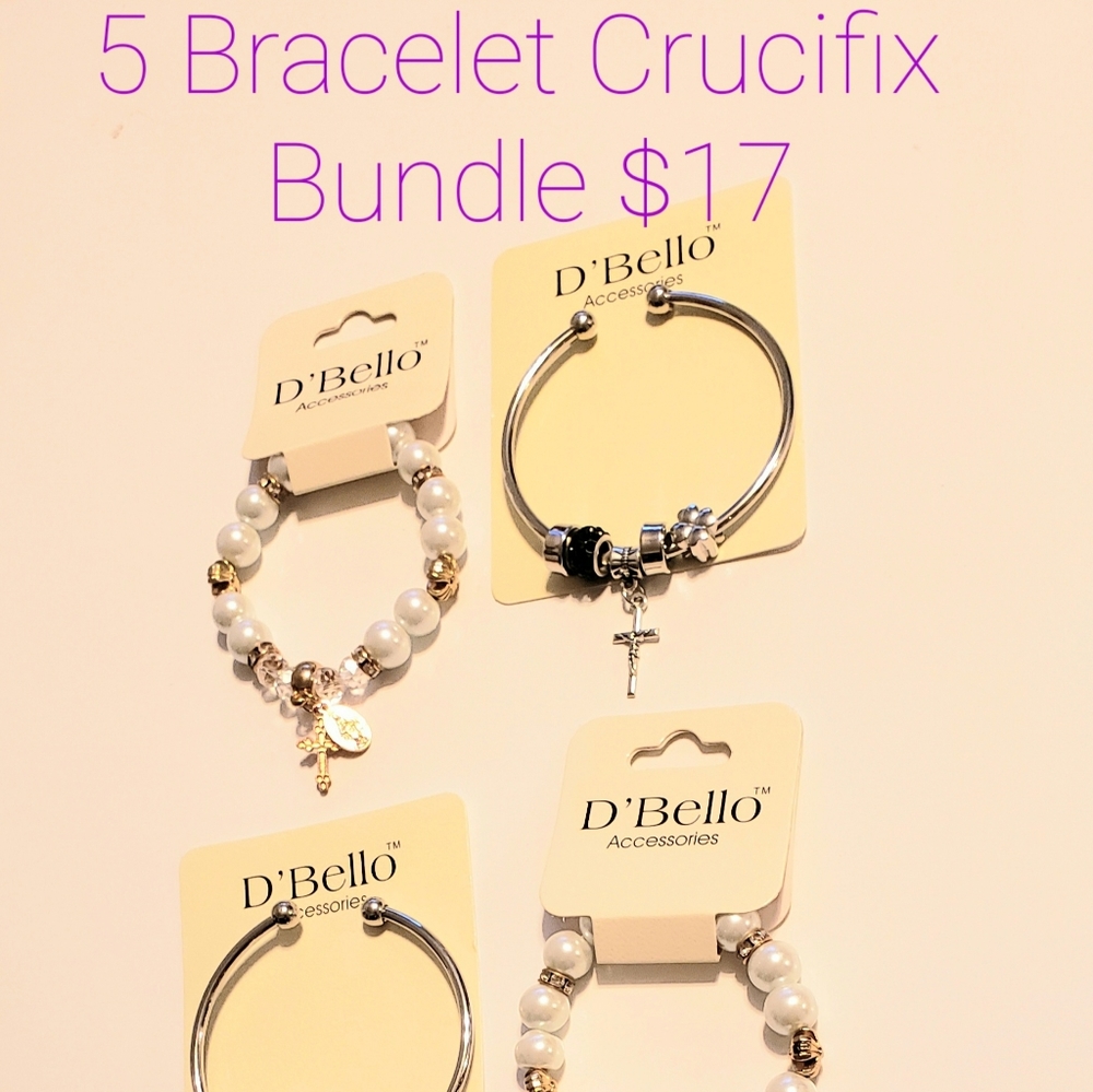 🆕️ D'Bello™️ Bracelets Crucifix Stretch 5pc